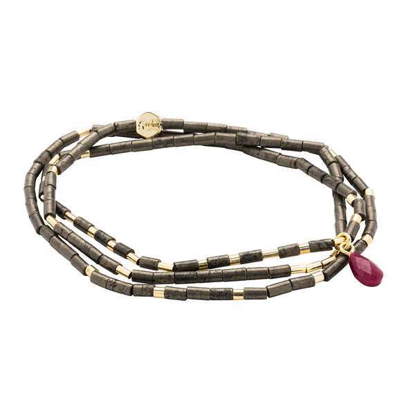 Scout | Teardrop Stone Wrap - Pyrite/Fuchsia/Gold - Stone of Positive Energy
