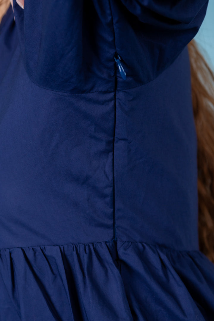 English Factory | Tiered Midi Dress with Bow-Tie Sleeves