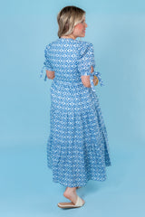 English Factory | Print Bow Tie Sleeve Tiered Midi Dress