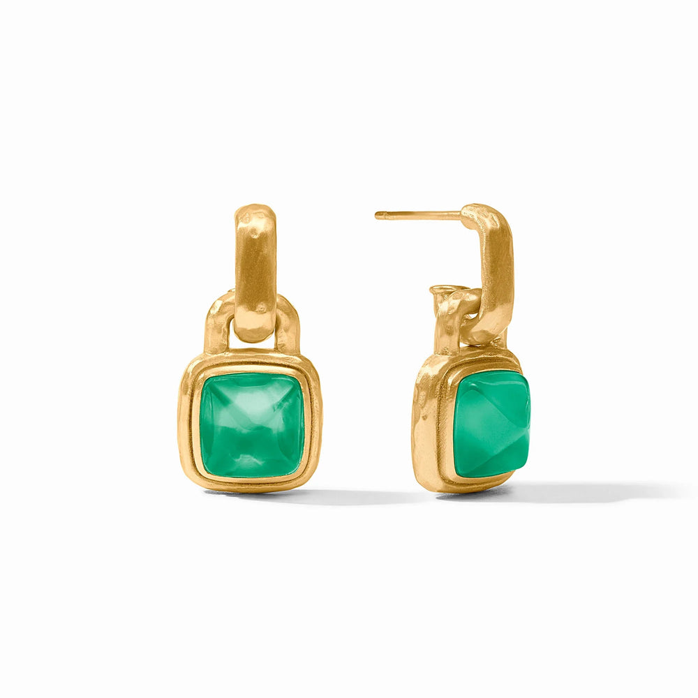 Julie Vos | Sahara Hoop & Charm Earring - Iridescent Emerald Green