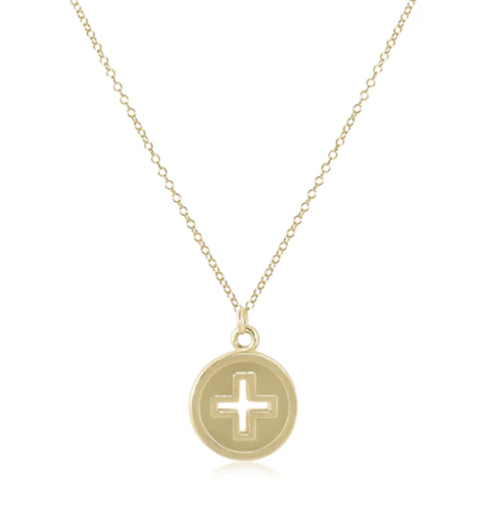 16" Necklace Gold - Signature Cross Gold Disc