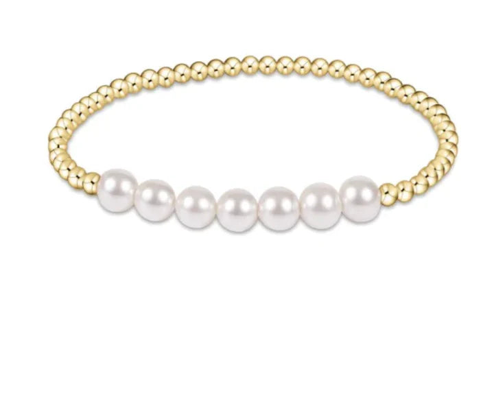 Enewton | Classic Gold Beaded Bliss 3mm Bead Bracelet - 6mm Pearl