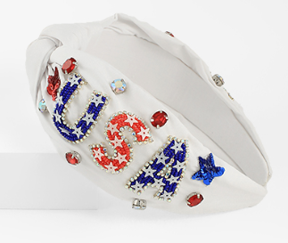 Patriotic "USA" Beaded Headband