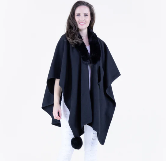 Originals USA | Plush Vegan Fur Trim Ruana