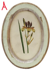 Wood Framed Glass Wall Décor with Flower