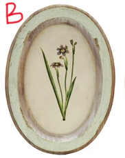 Wood Framed Glass Wall Décor with Flower