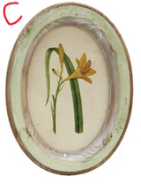 Wood Framed Glass Wall Décor with Flower