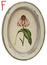 Wood Framed Glass Wall Décor with Flower