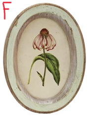 Wood Framed Glass Wall Décor with Flower