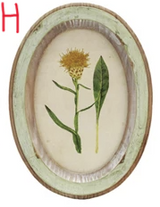 Wood Framed Glass Wall Décor with Flower