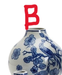 Blue and White Hand-Painted Vase - Stoneware