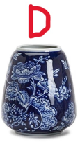 Blue and White Hand-Painted Vase - Stoneware