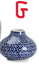 Blue and White Hand-Painted Vase - Stoneware
