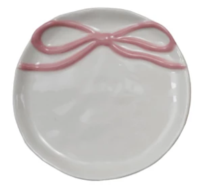 Round Stoneware Dish with Bow