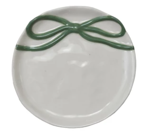 Round Stoneware Dish with Bow