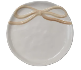 Round Stoneware Dish with Bow