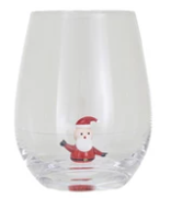 Stemless Wine Glass with Holiday Figure Inside