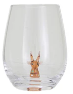 Stemless Wine Glass with Holiday Figure Inside