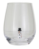Stemless Wine Glass with Holiday Figure Inside
