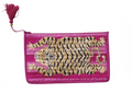 Cotton Voile Printed Zip Pouch with Interior Coating – Tiger Tassel Design
