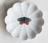 Stoneware Fluted Dish w/ Insect