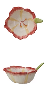 Hand-Painted Stoneware Flower Shaped Prep Bowls