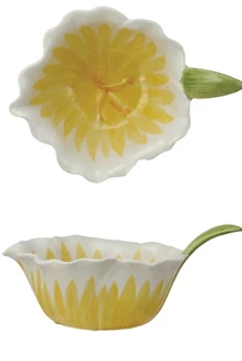 Hand-Painted Stoneware Flower Shaped Prep Bowls