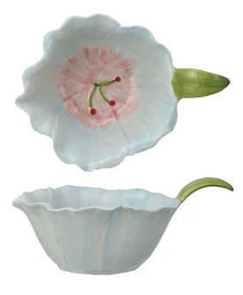 Hand-Painted Stoneware Flower Shaped Prep Bowls