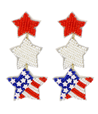 USA Color Star Linked Earrings