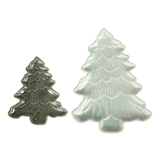 Ceramic Iridescent Holiday Tree Plates