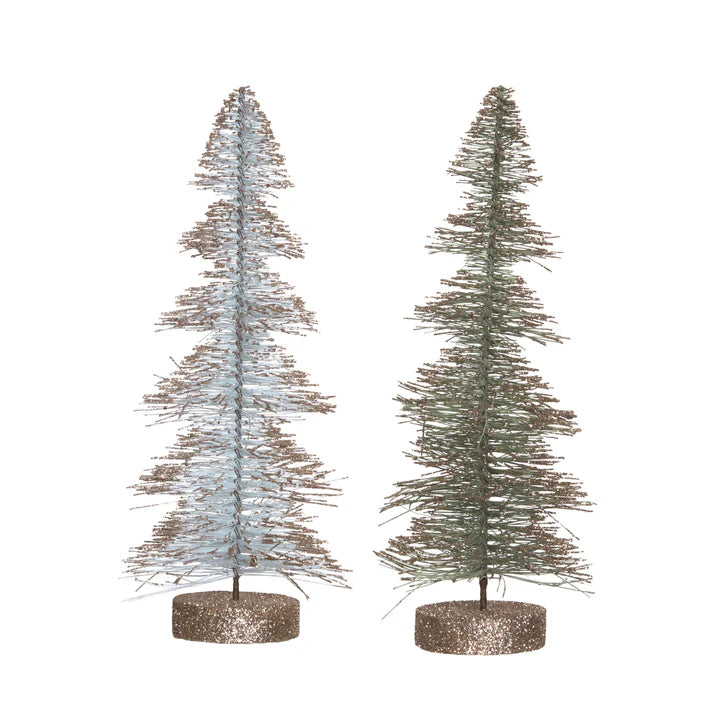 Large Sisal Green & White Bottle Brush Trees