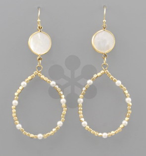 Circle & Bead Teardrop Earrings