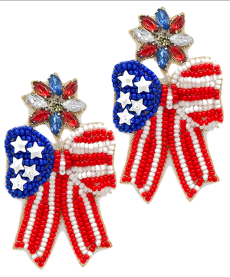 USA Ribbon Beads Earrings