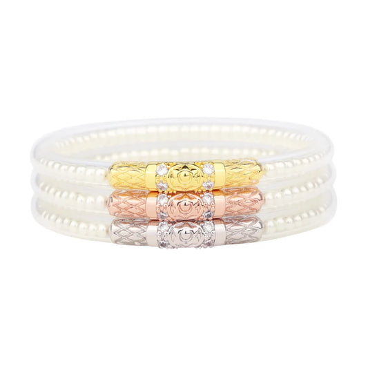 BuDhaGirl | Three Queens All Weather Bangles (AWB) - White Pearl