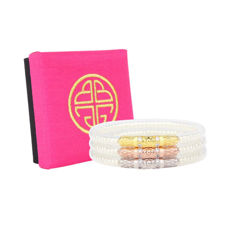 BuDhaGirl | Three Queens All Weather Bangles (AWB) - White Pearl