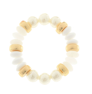 Pearl & Color Rondelle Beads Bracelet