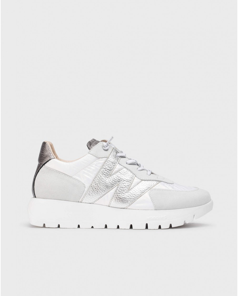 Wonders | Oslo Wedge Trainers - White/Silver
