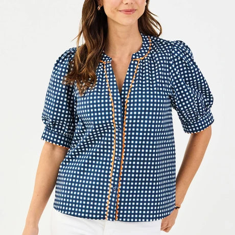 Mary Square | Navy Elaine Gingham Top