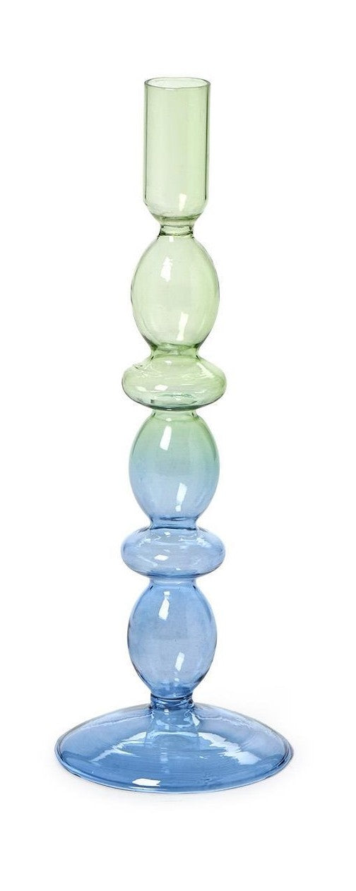 Hand-Blown Glass Taper Candlestick Candleholders