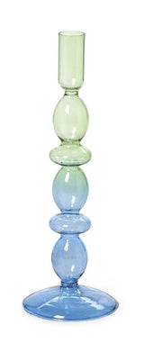 Hand-Blown Glass Taper Candlestick Candleholders