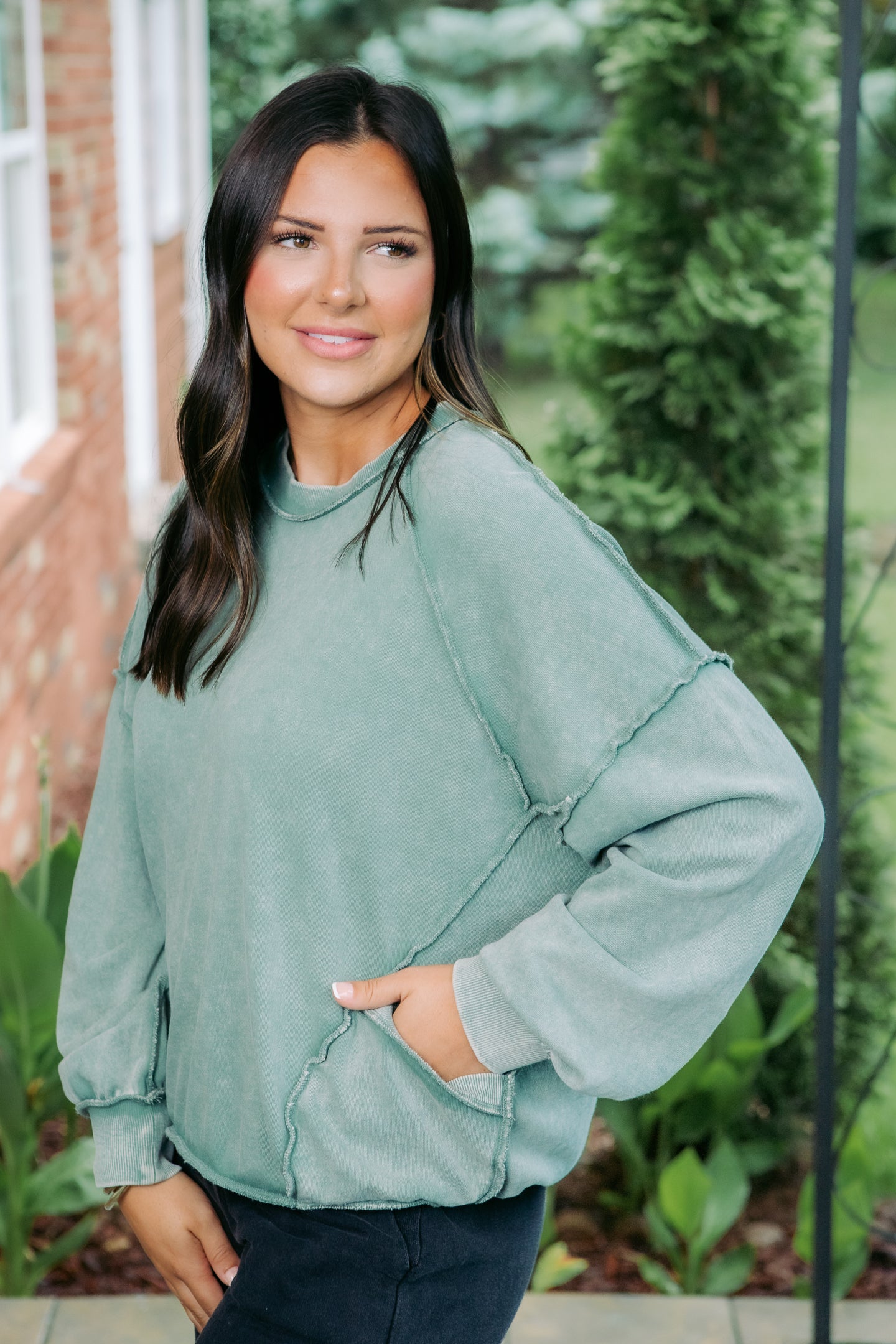 Long Sleeve Mineral Washed Pullover