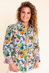 Dizzy Lizzie | Cape Cod Top with Flowers and Creatures