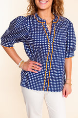Mary Square | Navy Elaine Gingham Top