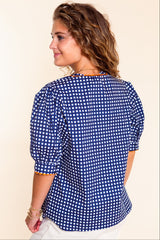 Mary Square | Navy Elaine Gingham Top