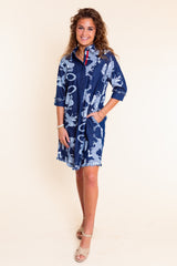 Dizzy Lizzie | Chatham Dress in Blue Denim Dragon Print
