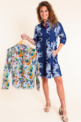 Dizzy Lizzie | Chatham Dress in Blue Denim Dragon Print