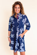 Dizzy Lizzie | Chatham Dress in Blue Denim Dragon Print