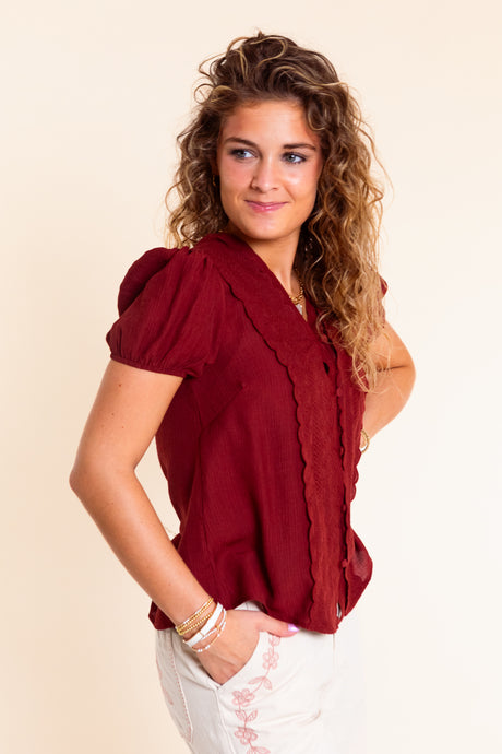 Wine Country Scalloped Blouse