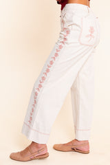 Blossom Trail Embroidered Wide Leg Pant
