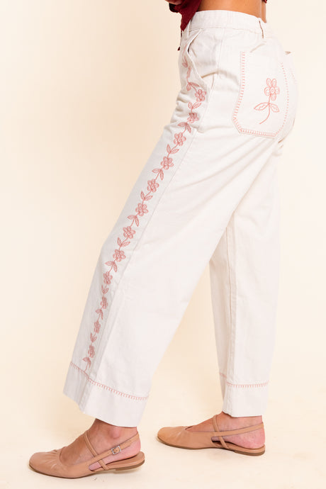Blossom Trail Embroidered Wide Leg Pant